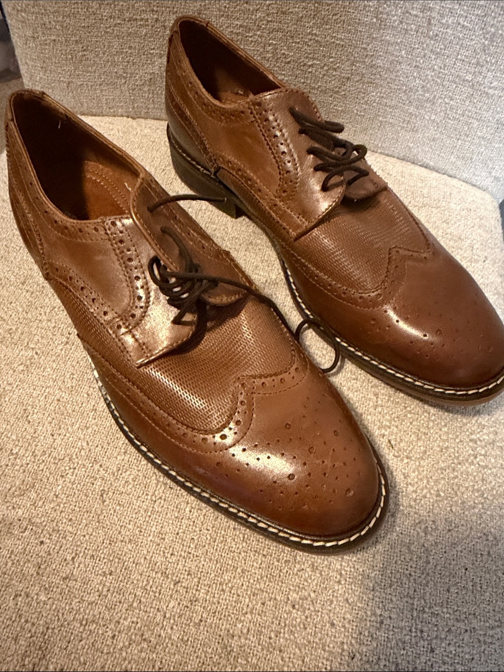 Alfani Brown Brogue Wingtip Leather Oxfords